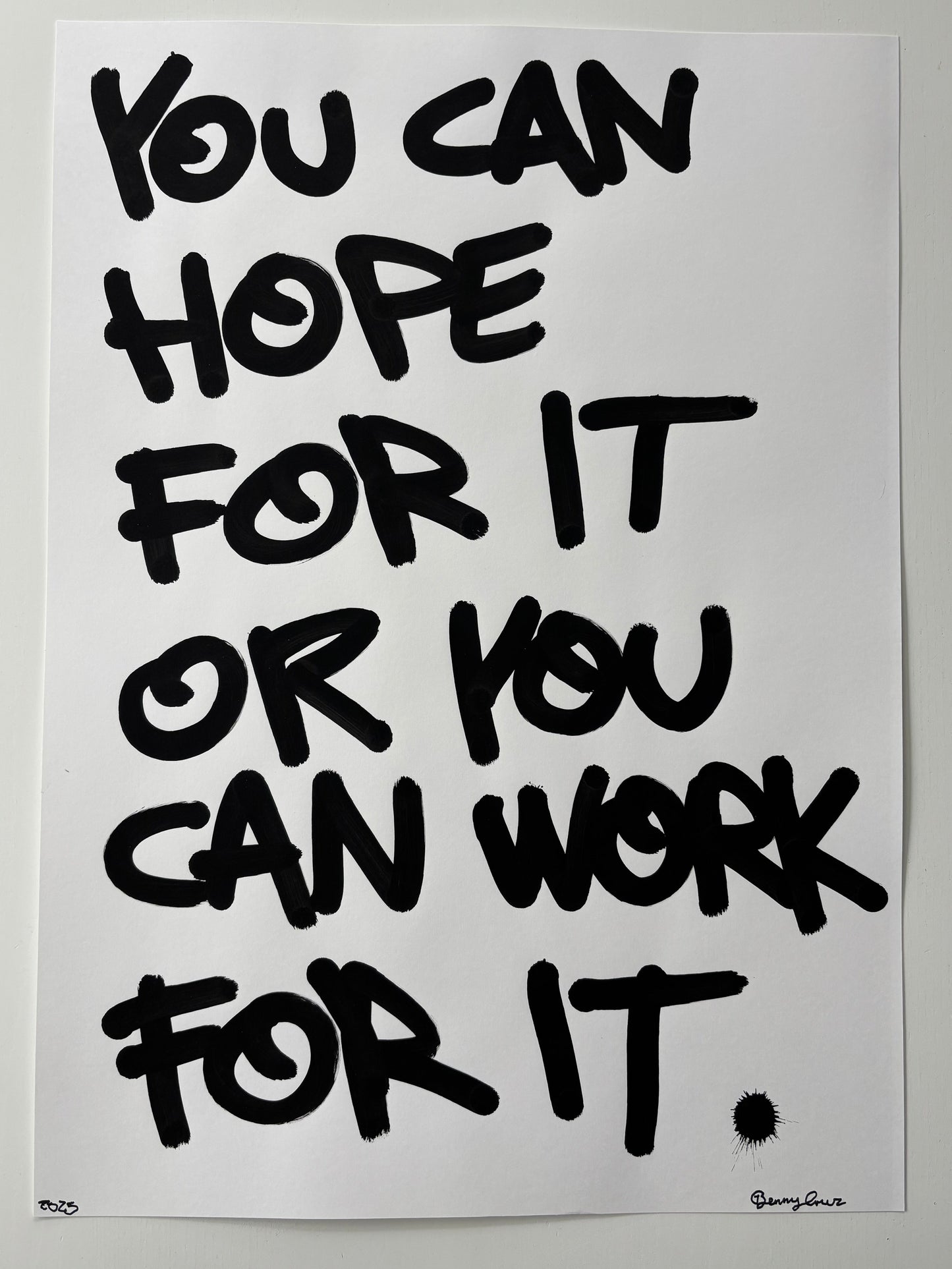 Motivational quote poster with black text on a white background